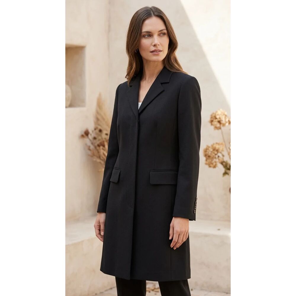 Kasper A.S.L. black 97% wool, 3% spandex; lining: 100% polyester Coat | Sz 4P